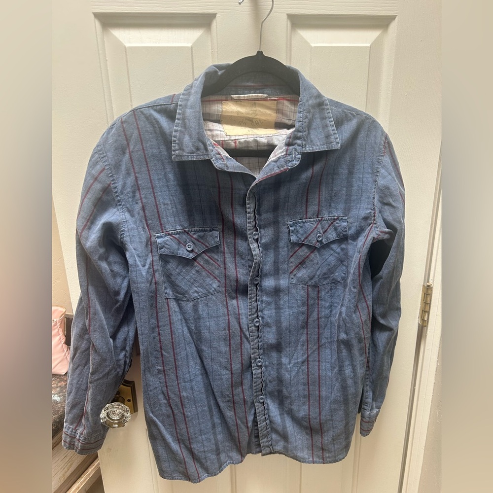 Source Unknown Blue and Red Button Down Shirt